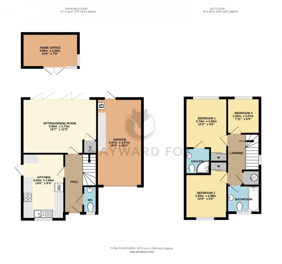 Floorplan for De Clares Close, Pennington, Lymington, Hampshire, SO41